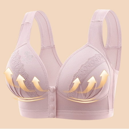 GERsome Women s Front Closure Bras Comfort No Underwire Full Coverage Seamless Bra Convenient Snap Sleep Bra Wireless Bras for Women Plus Size Full Coverage XL