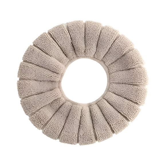 AUQ Thicker Soft Bathroom Warm Toilet Seat Cover Pad,Thicker Stretchable Washable Fits All Oval Toilet Seats,Khaki