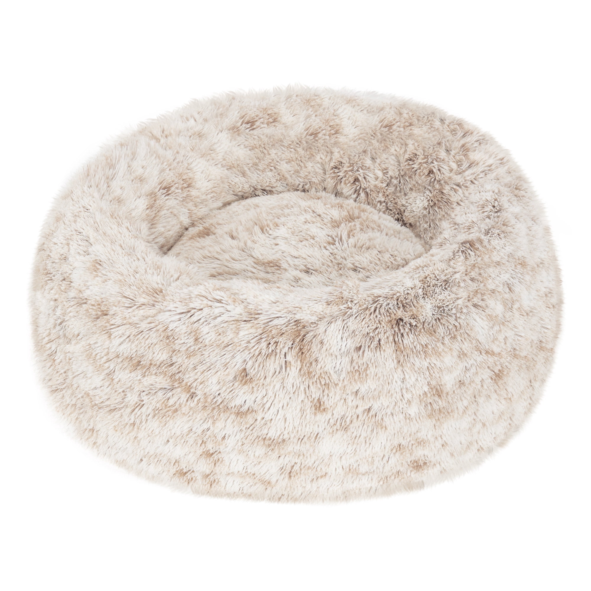 FurHaven Long Fur Calming Cuddler Donut Bed, Driftwood Brown, Medium, 1 Count