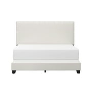 Willow Nailhead Trim Upholstered Full Bed, White Faux Leather