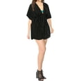 thumbnail image 4 of HAPPY BAY Women's Beachwear Summer Beach Dress Bathing Suit Swimwear Cover Ups Mini Kimono L-XL Black_AC338, 4 of 4
