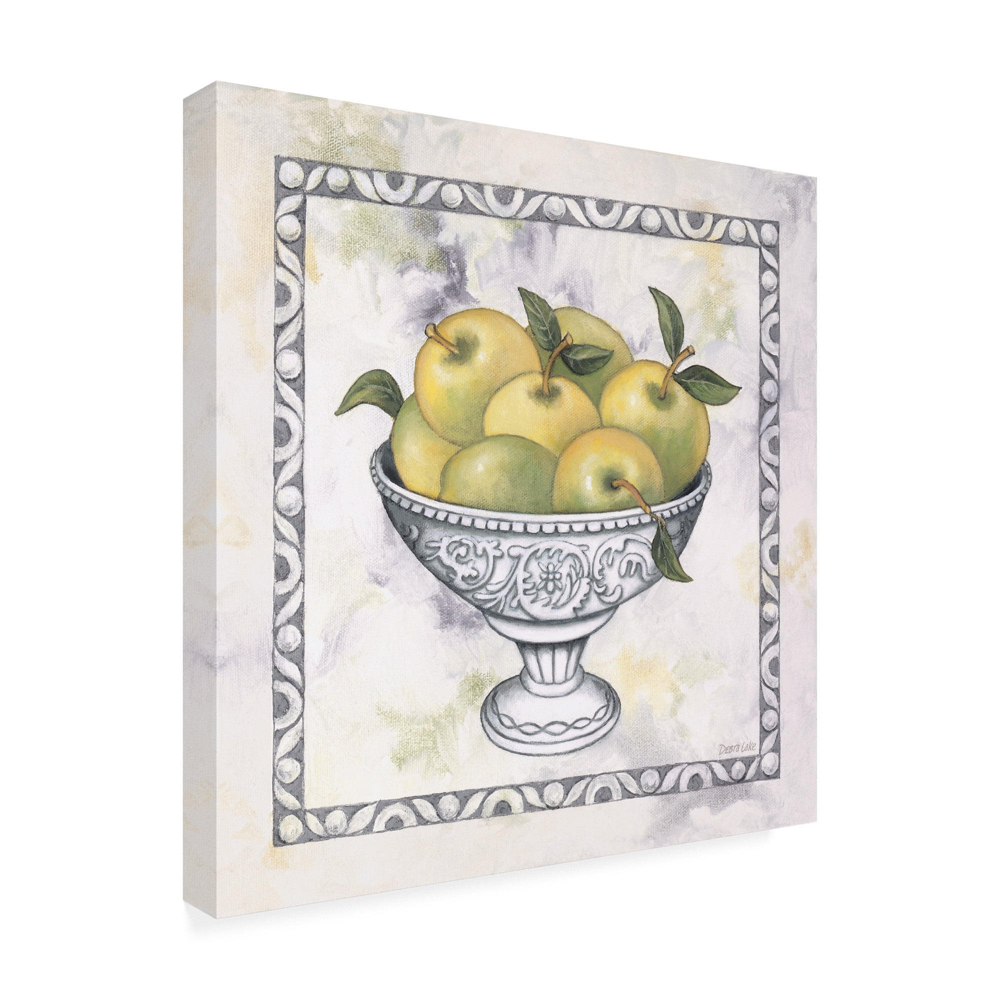 Trademark Fine Art 'Green Apples In A Silver Bowl' Canvas Art by Debra Lake