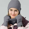 thumbnail image 2 of FYEGRE Children's Winter Hat Scarf Gloves Set Fashionable Outdoor Warm Three Piece Accessory Kit for Cold Weather Grey One Size, 2 of 7