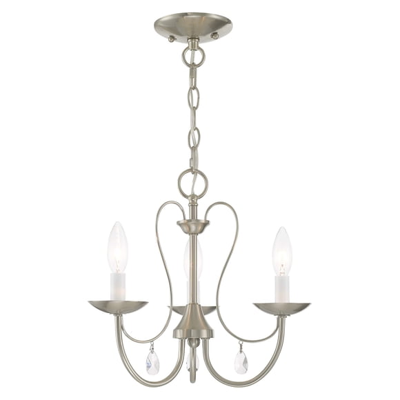 Livex Lighting 40863-91 Transitional Three Light Chandelier from Mirabella Collection in Pwt, Nckl, B/S, Slvr. Finish, Brushed Nickel