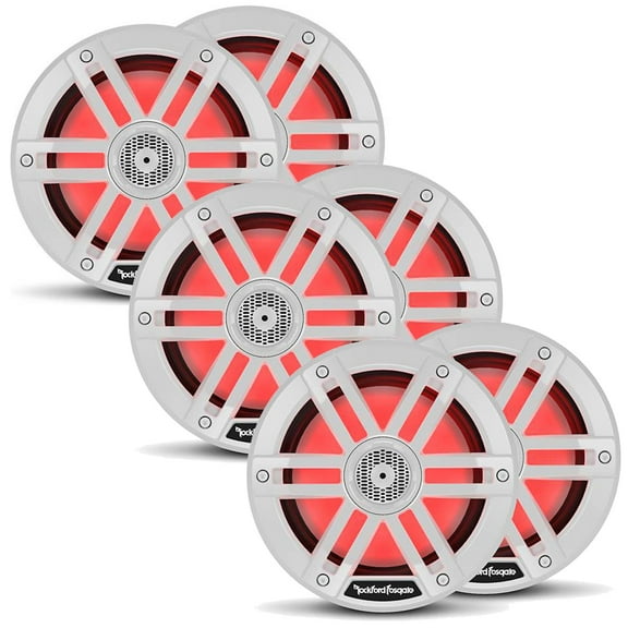 Rockford Fosgate 3 Pair M1-8 M1 Series 8” Color Optix Marine 2-Way System- 150 Watts Rms, 600 Watts Peak, White Grilles Included