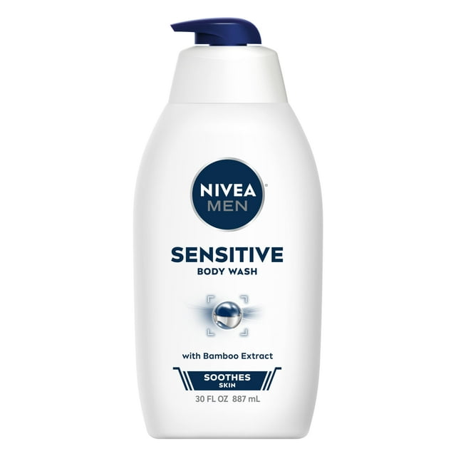 Gel de baño Nivea Men Sensitive con extracto de bambú, botella de 900 ml