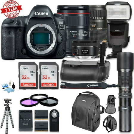 Canon Eos 5D Mark IV Digital SLR Camera with Canon EF 24-105mm f/4L Is II USM Lens + Tamron Zoom 70-300mm f/4-5.6 Di LD Macro Autofocus + More
