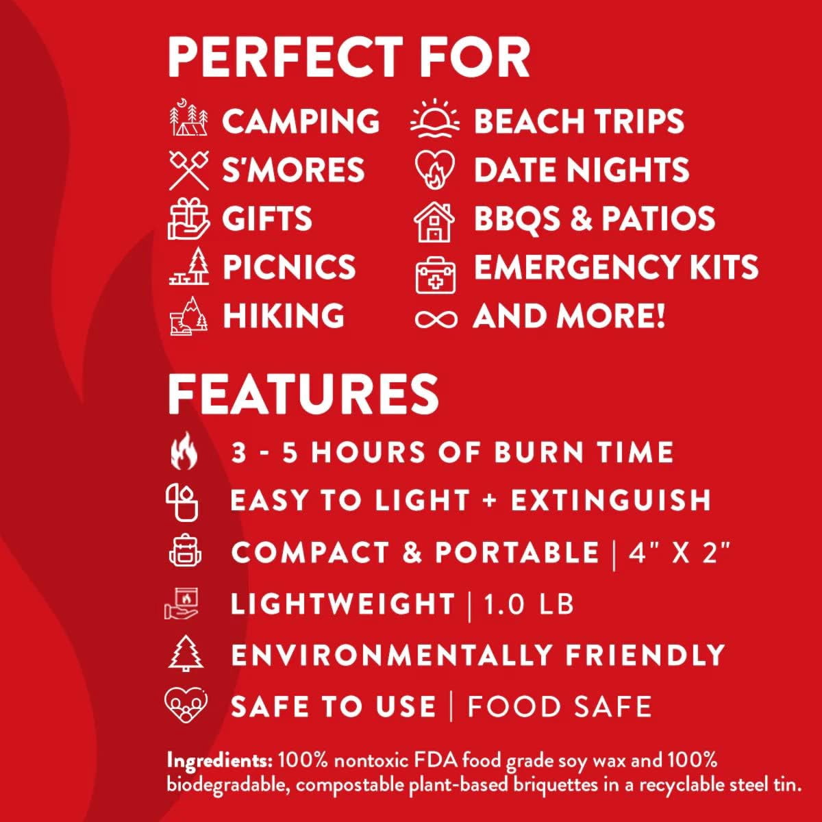 City Bonfires Portable Fire Pit - Mini Fire Pit, Table Top Firepit, No Wood, No Embers, 3-5 Hours of Burn Time - Food Safe for Smores - Lightweight, Emergency Heat, Camping Stove (24-Pack)
