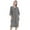 Grey, variant on WBQ Women Zipper Front House Coat Short Sleeves Waffle Robe Mid-Length Zip up Bathrobes Soft Dress Gown Lightweight V Neck Side Slit Nightgown with Pockets, M-3XL