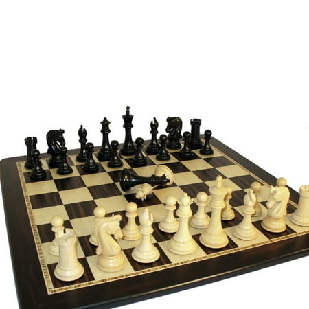 - Chetak Ebony Chess Set on Birdseye Board with Double Queens
