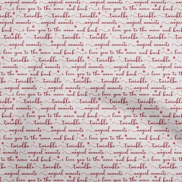 oneOone Tissu Popeline de Coton Rouge Texte Matériel de Robe Tissu Imprimé Tissu au Mètre 56 Pouces de Large