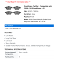 thumbnail image 2 of Front Brake Pad Set - Compatible with 2008 - 2015 Land Rover LR2 2009 2010 2011 2012 2013 2014, 2 of 2
