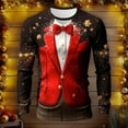 thumbnail image 2 of YAYUBA Tuxedo T Shirts for Men Funny Christmas Shirts Long Sleeve Printed Tux with Bow Suit Tshirt Novelty Party Top, 2 of 3