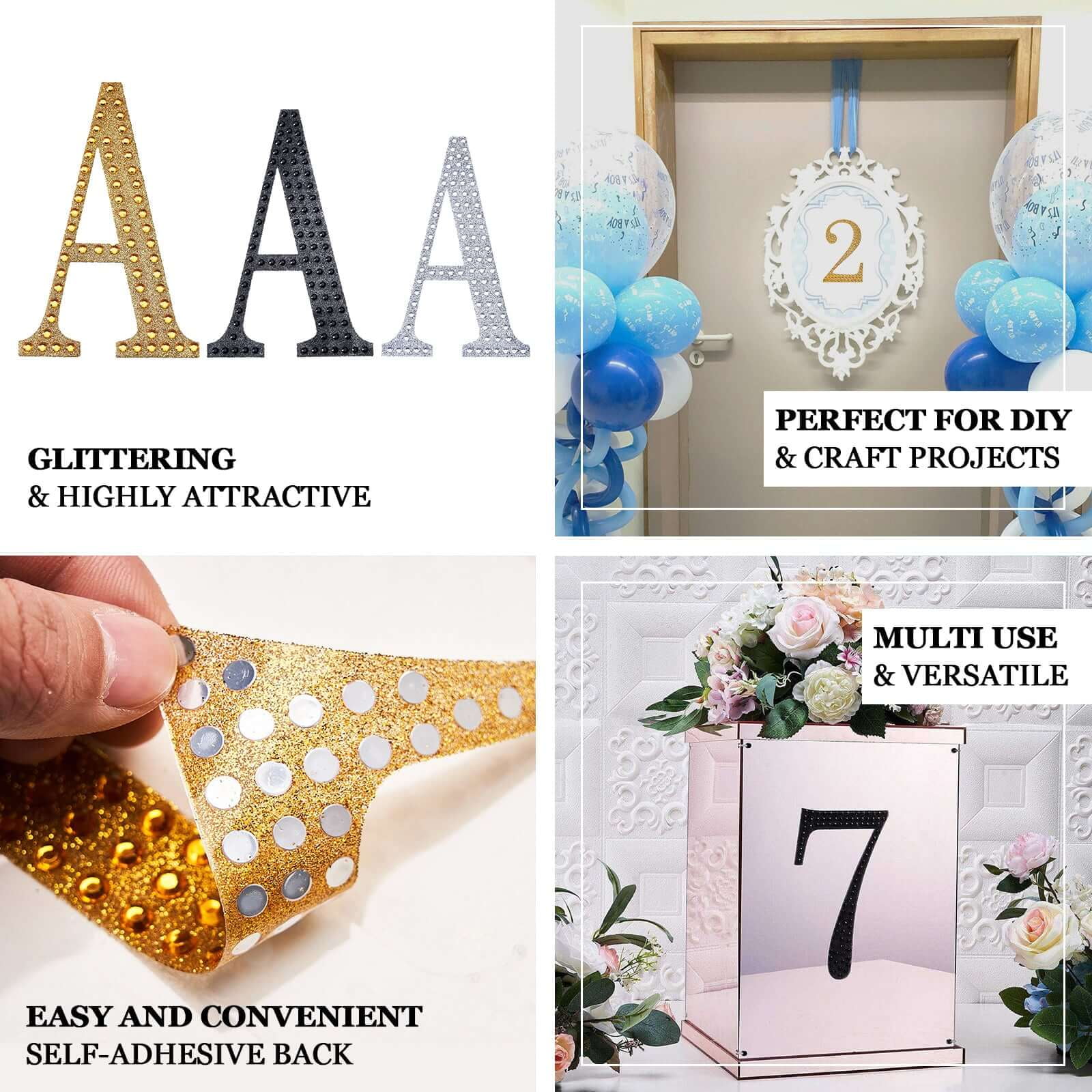 8-Inch Gold Rhinestone Letter F Sticker - Self-Adhesive Gem Decal For Crafts & Decor