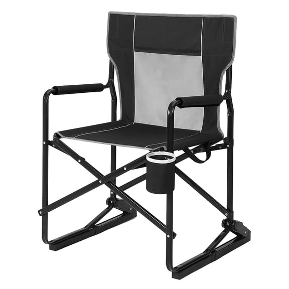 Huisuilinss Rocker Camping Chair,Folding Rocking Chair,Outdoor Portable Camping Rocker With Armrests,Drink Holder,Breathable Backrest For Camping Picnics
