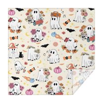 Halloween Cute Ghosts with Boo Square Tablecloth,Waterproof Square Table Cover,Wipeable Spillproof Washable Table Cover for Home Kitchen Party Decor 60"x60"(152x152cm)