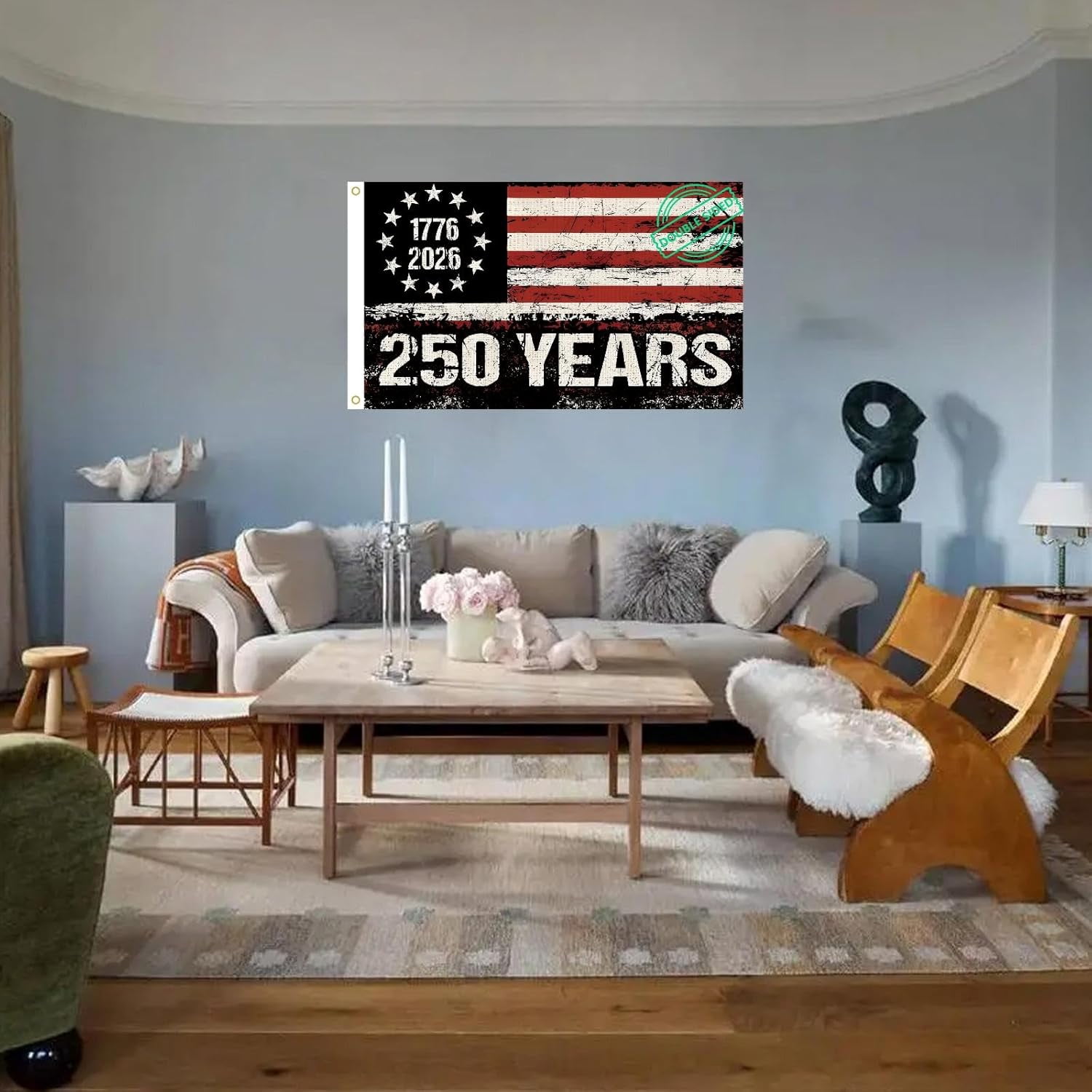 Lanola 250 Years American Flag, 3x5 Ft Double Sided, USA Anniversary Patriotic Design, 1776-2026 Commemorative Banner (Black)