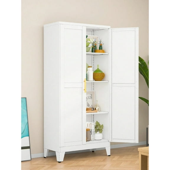 Versatile Steel Storage Cabinet - 47.2" Tall with 2 Doors & 3 Adjustable Shelves for Home, Office, Warehouse, Garage & Outdoor