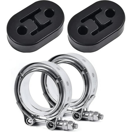 

2.5 V-Band Clamp With Male Female Flange Stainless Steel 2Pcs 2-Pack With 2 Holes Universal Exhaust Hanger 2Pcs