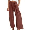 thumbnail image 2 of Hicidod Women Summer Pants with Pockets High Waisted Cotton Linen Palazzo Pant Loose Fit Wide Leg Long Lounge Solid Trendy Trousers, 2 of 6
