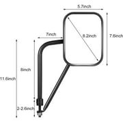 Jeep Side Mirrors Door Off, 8.2 Diagonal Wide Viewing Jeep Mirror, Jeep JK JL CJ YJ Mirrors&Unlimited, Anti-Shake, Wider View Easy-Install Rectangular Door Hinge Mirrors