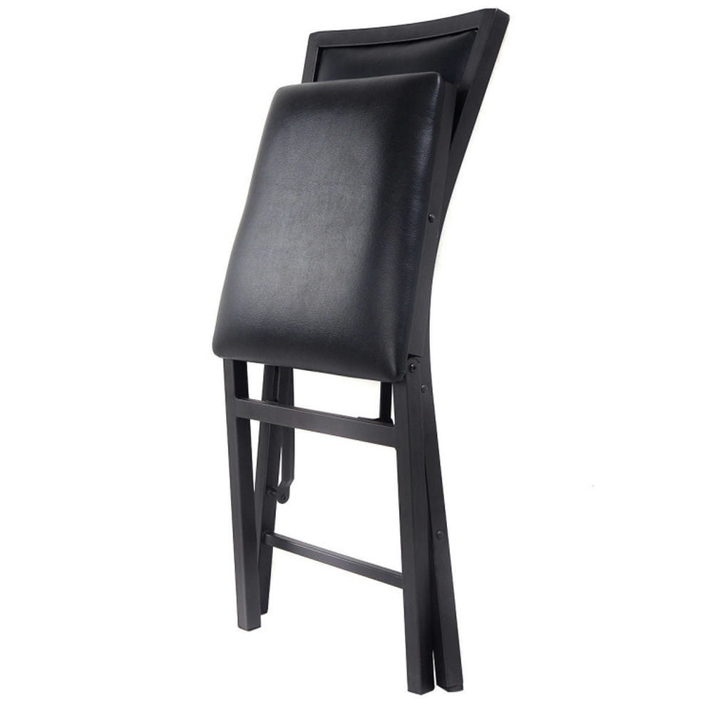 Demi Bonn Set of 2 Metal Folding Dining Chair with Space Saving Design for Living Room, Black