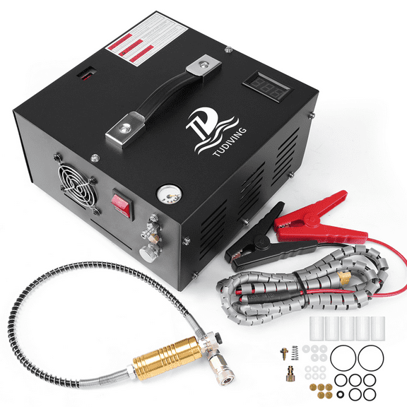 TUDIVING Pcp Air Compressor, Built in Converter, 4500psi/300bar Portable Pcp Compressor