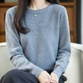 thumbnail image 4 of YueHuiYing Women's Fashion Casual Solid Color Semi-turtle Neck Loose Winter Knitted Sweater Pullover Top, 4 of 6