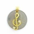 thumbnail image 4 of 10k solid yellow Gold music sign Pendant cubic zirconia fine jewelry 1.5g, 4 of 12