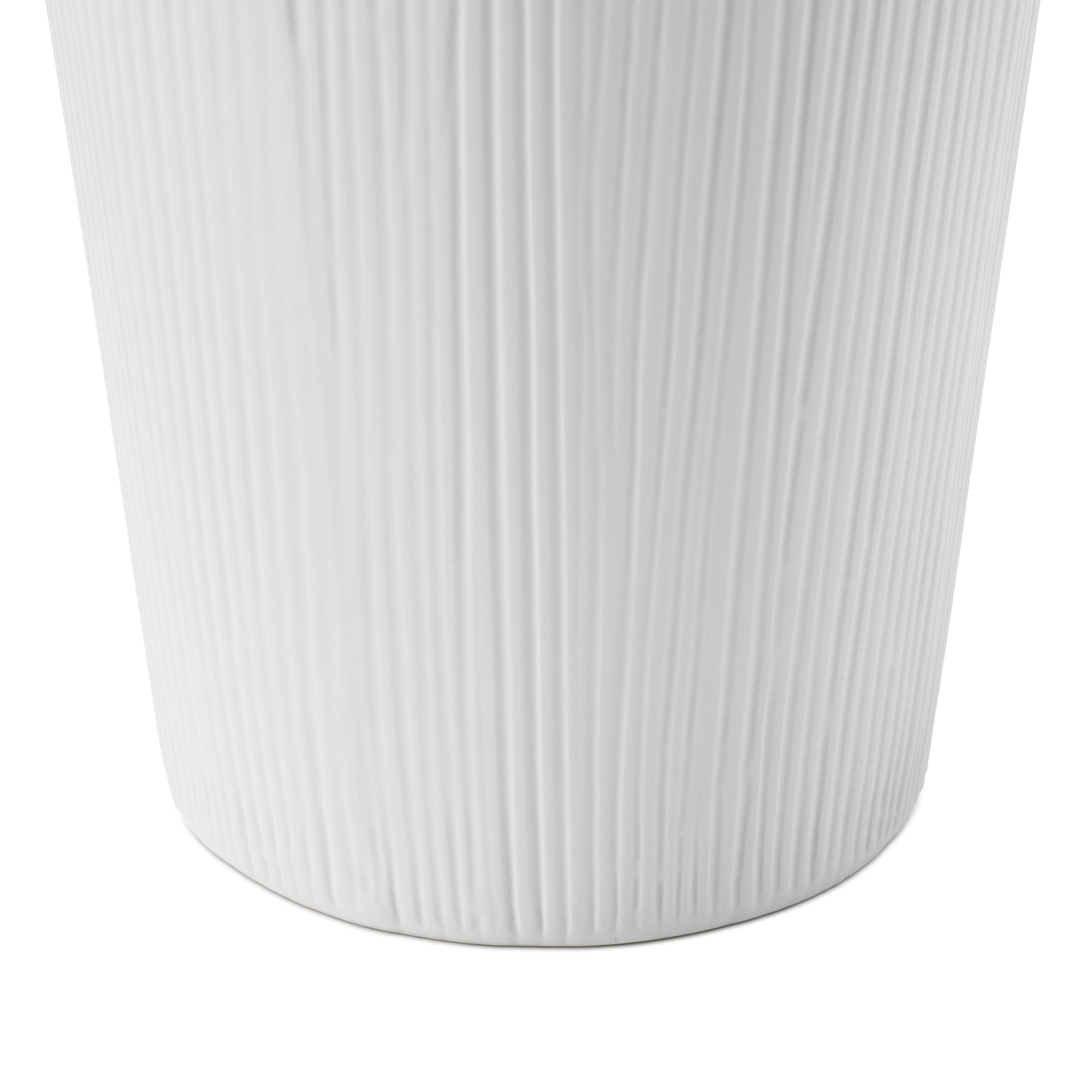 Better Homes & Gardens Angular Tall White Ribbed Ceramic Decorative Vase, 10"