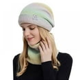 thumbnail image 2 of Womens Slouchy Beanie and Scarf Set for Girls Warm Knit Winter Ski Hat with Fleece Lined, 2 of 3