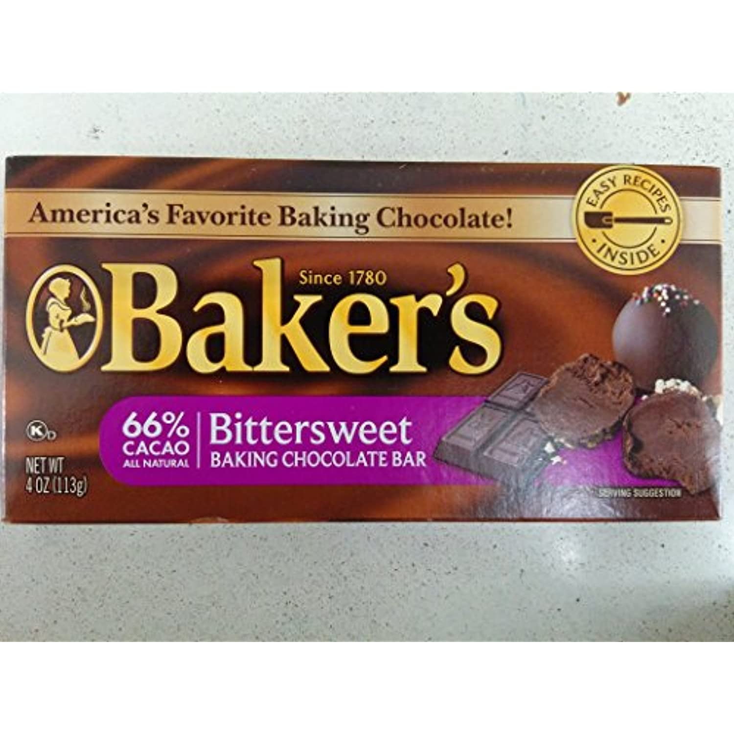 Bakers Bittersweet Baking Chocolate Bar, 4 Oz (6Pack)