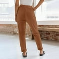 thumbnail image 4 of Women's Corduroy High Waist Wide Leg Casual Trousers with Elastic Waistband and Pockets for Everyday Comfort in Soft Textured Fabric Elastic High Waisted Straight Leg Pull On Trousers, 4 of 5