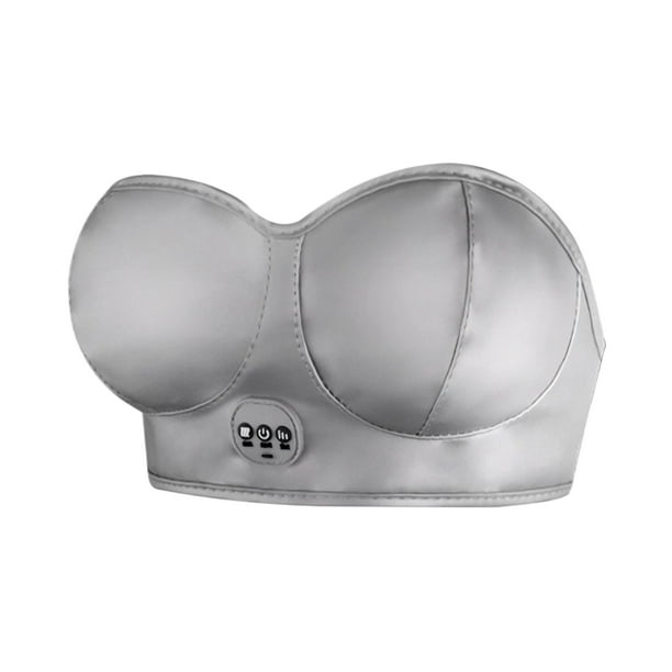 Vogacara Sujetador de masaje de senos Realce natural para relajación femenina Aumento de senos Aumento de senos Ayudas para vestirse con gancho de botón Gris plata Modelo de carga