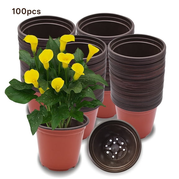 100-Pcs 5.5" Plastic Plants Nursery Pot Seedlings Flower Plant Container