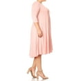 thumbnail image 3 of Women's Casual Plus Size Loose Fit 3/4 Sleeve Jersey Knit A-Line Solid Midi Dress, 3 of 4