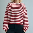 thumbnail image 4 of FDGIU Women's 2025 Winter Striped Color Block Sweater‌ - Long Sleeve Oversized Pullover, Loose Crewneck Comfy Knitted Top, 4 of 7