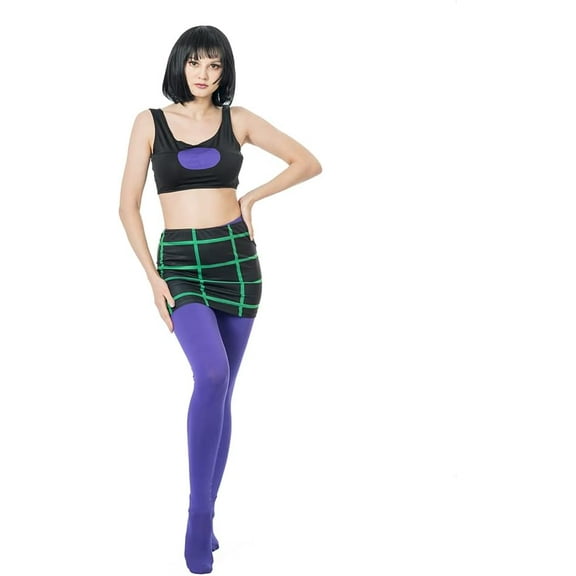 Women's Danny Phantom Sam Manson Crop Tops and Grid Bodycon Mini Skirt Set