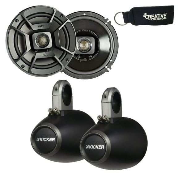 Polk Audio Marine Wake Tower Package with DB652 6.5" Coaxial Speakers and Wake Tower Black Enclosures