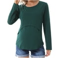 thumbnail image 2 of Dxzfnsa Breastfeeding Shirts for Women Fashion Solid Color Maternity Blouses Loose Round Neck Long Sleeve Pregnant Tops Fall Women Comfy Breastfeeding Clothes 2025, 2 of 7