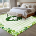 thumbnail image 4 of Area Rug for Living Room, St. Patrick's Day Non-Slip Indoor Large Carpet for Bedroom/Dining Room, Lucky Shamrock Leaves Lips Green Stripes Washable Low-Profile Rectangle Floor Runner Rugs - 5 x 8 Ft, 4 of 8