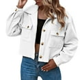 thumbnail image 2 of Breezora Women's Fashion Cropped Corduroy Button Down Crop Jacket Long Sleeve Shirt Top Trendy 2025 L Size White, 2 of 6