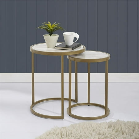 Art Deco Nesting Tables - Dorel Living Moriah Nesting Tables, Brass