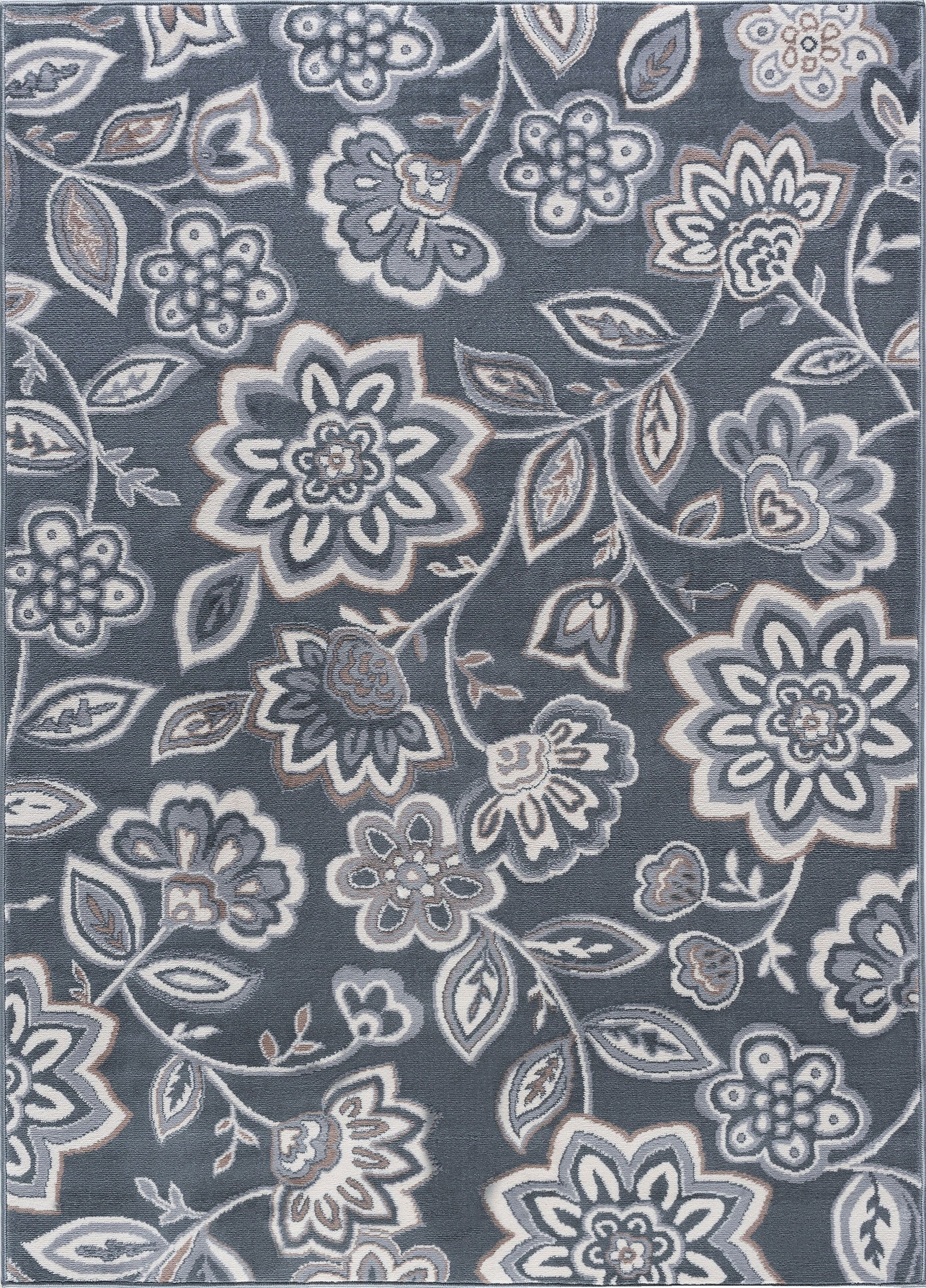 Madison Transitional 5' x 7' Gray and Cream Polypropylene Indoor Area Rug