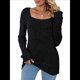 thumbnail image 1 of Camisas de Larga para Mujer, Suéter Tipo Túnica con Cuello Redondo, Corte Informal, para Negocios, Otoño, Suéteres Ligeros Negro S, 1 of 8