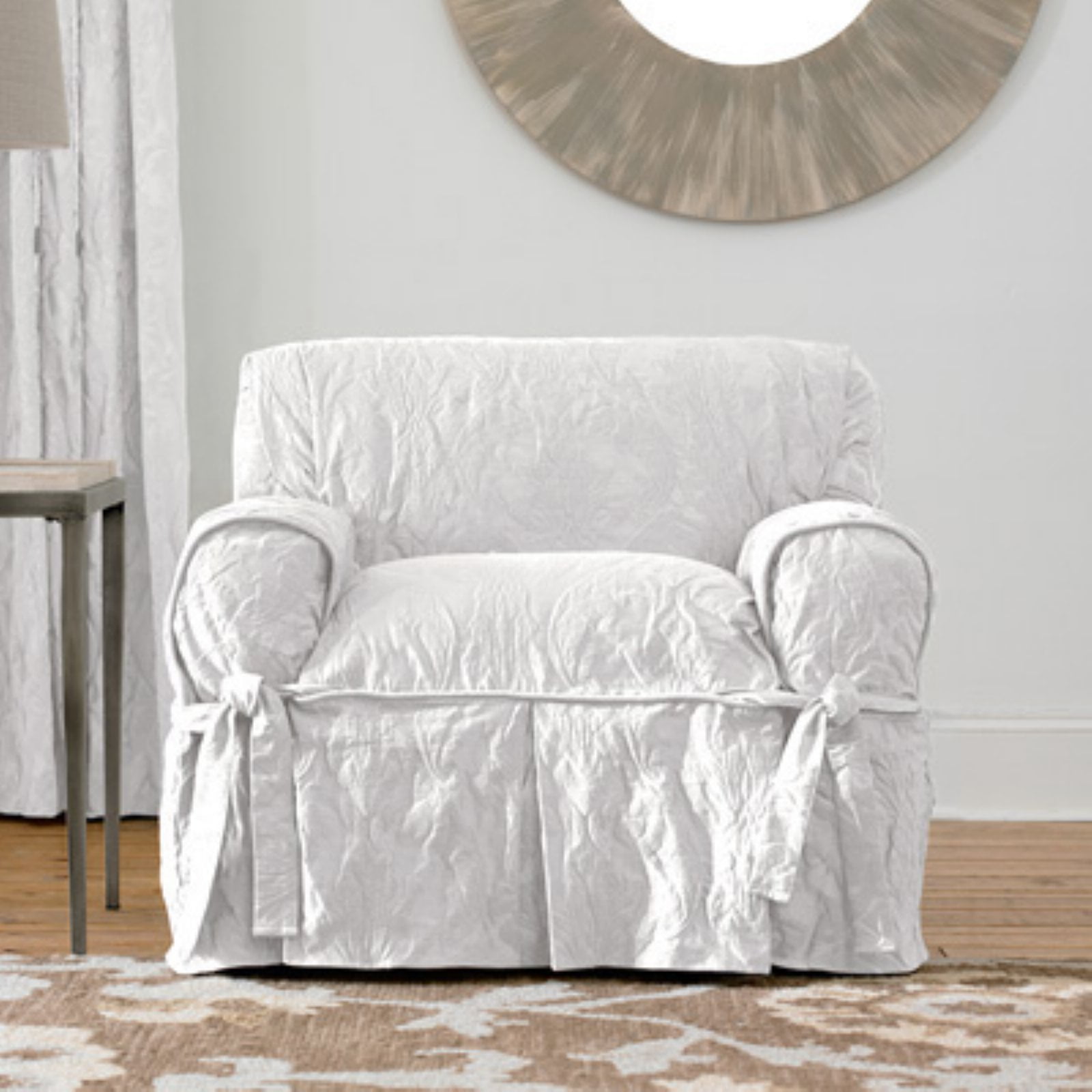 Sure Fit Matelasse Damask Sofa Cover, Sure Fit Matelasse Damask Dining Room Chair Cover White