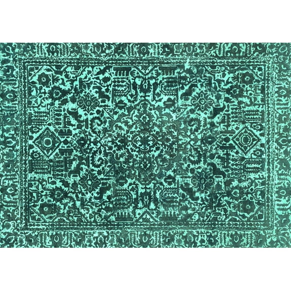 Ahgly Company Indoor Rectangle Abstract Turquoise Blue Modern Area Rugs, 4' x 6'