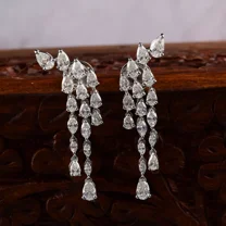 3.37 Ct Lab-Created Diamond Marquise Diamond Dangle Drop Earrings 14k White Gold Plated