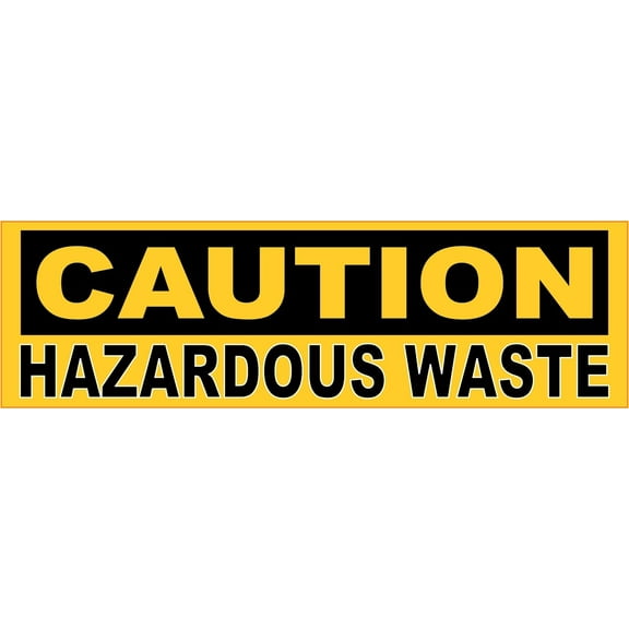 10in x 3in Caution Hazardous Waste Sticker Vinyl Business Safety Door Sign