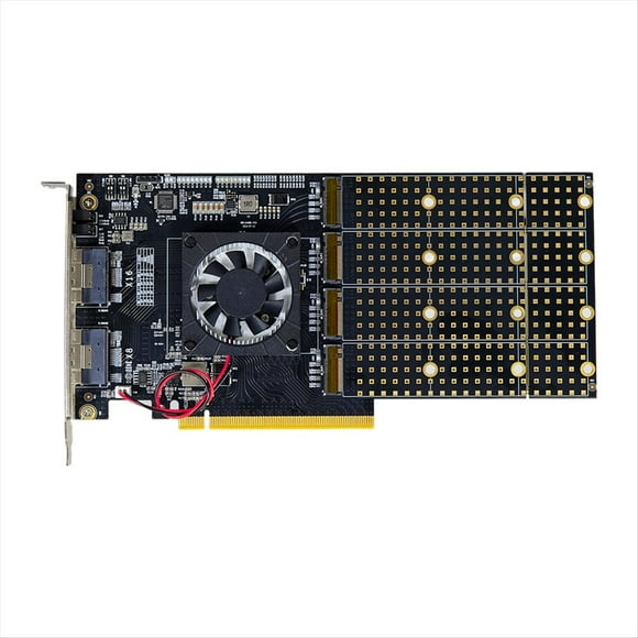 PCle 3.0 to M.2 NVME 4 Disk Expansion Card, PLX8749 Motherboard Free Split, for Graphics Card NVME U.2 Expansion,1 x PCIe3.0 expansion card,Black